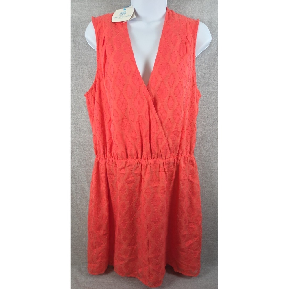 Tori Richard Honolulu‎ Seaglass Paulina Dress 10 Red Coral Silk Blend Lined NEW